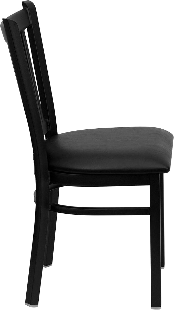 Flash Furniture 4 Pack HERCULES Series Black Vertical Back Metal Restaurant