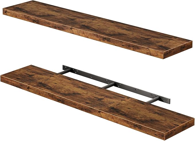 Fixwal Wood Floating Shelves for Wall, 47.2" Long Heavy Duty Wall Mounted