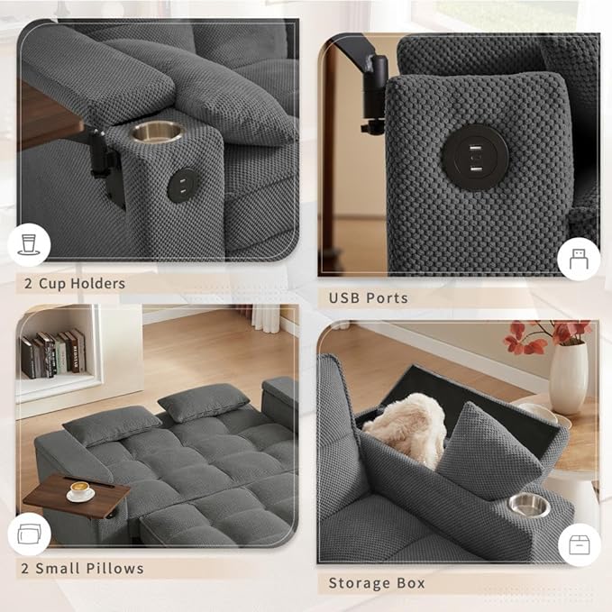 Auvsoce 65'' Convertible Sleeper Sofa Bed