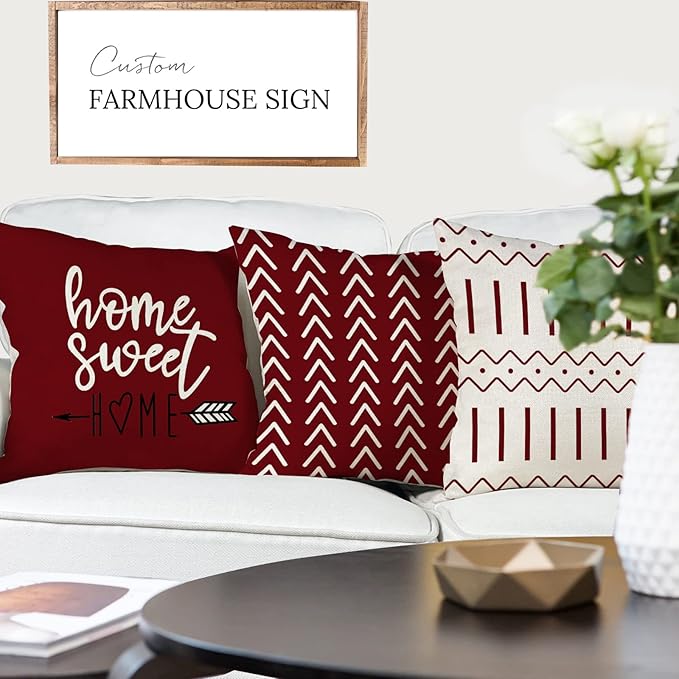 YCOLL Christmas Pillow Covers 16x16 Set of 4, Modern Sofa Throw Pillow Cover