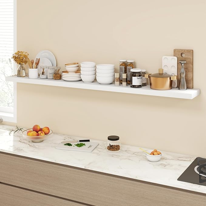 Acovy 72 Inch Floating Shelves, 9.3" Deep Floating Shelf Wall Mounted, Rustic