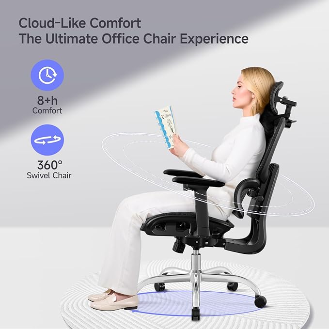 Ergonomic Office Chair with 3D Headrest, Computer Chair with Adjustable