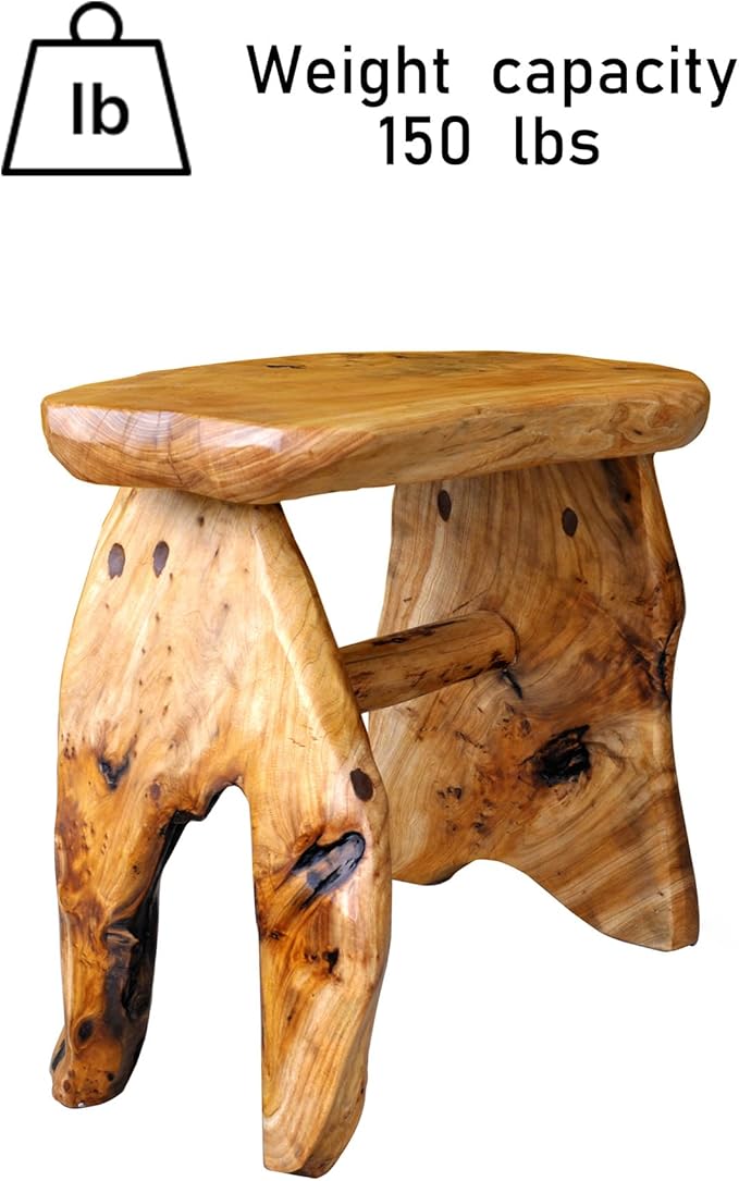 Greenage Cedar Roots Wooden Stool Naturally Shape Large 20" x 13" x 18" H Wood