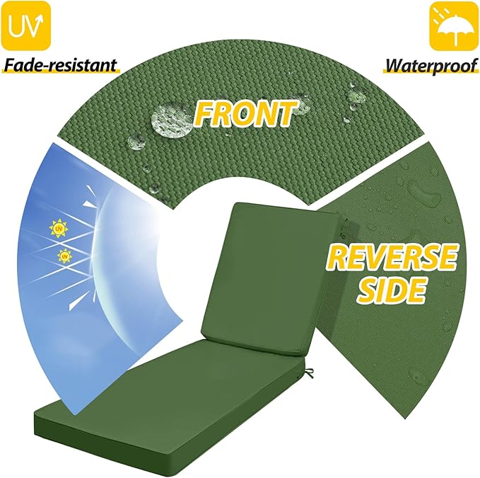 AAAAAcessories Outdoor Chaise Lounge Cushions, Waterproof Patio Furniture