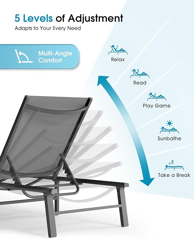 Ciokea Foldable Outdoor Lounge Chair Set of 2