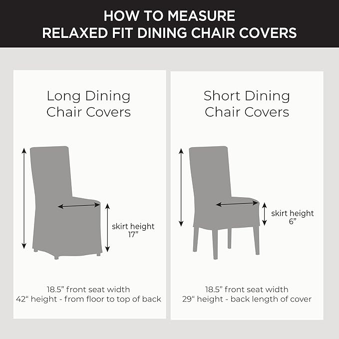 SureFit Cotton Duck Canvas Short Dining Room Chair Covers, Dining Chair Cover