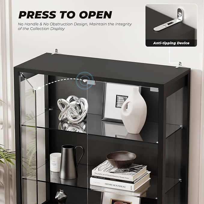 BROTTAR Display Cabinet with Glass Door, 6-Tier 71" Curio Cabinet with 3 Color