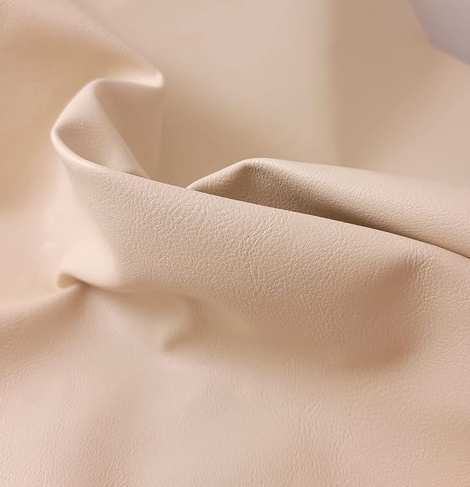 Bone Offwhite Soft Faux Vegan PU Leather by The Yard Synthetic Pleather 0.9 mm