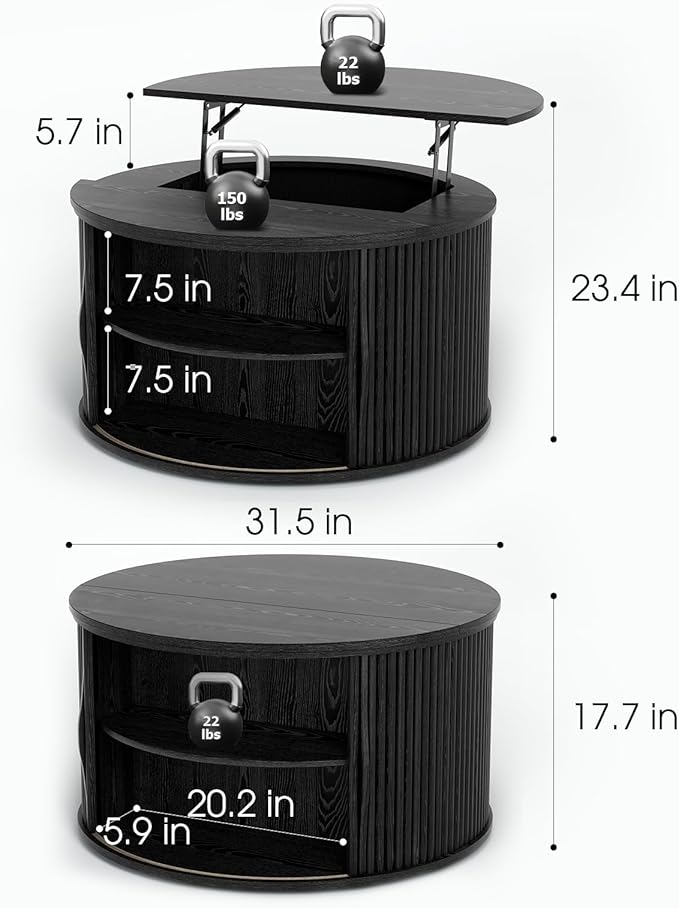 SULIVES Round Coffee Table