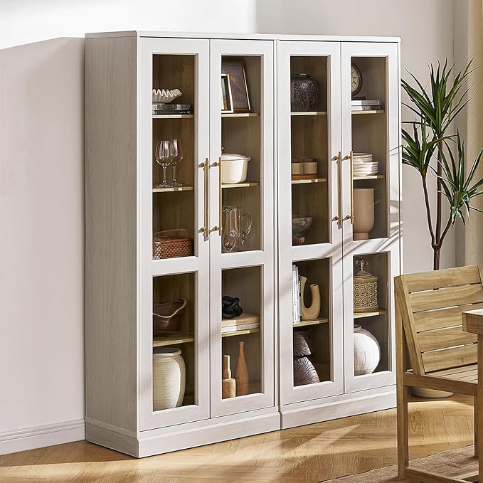 mopio Blake Tall Display Cabinet, Kitchen Buffet Pantry Cupboard, Trophy