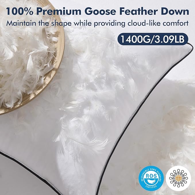 MIULEE Goose Feather Down 14x36 Pillow Insert