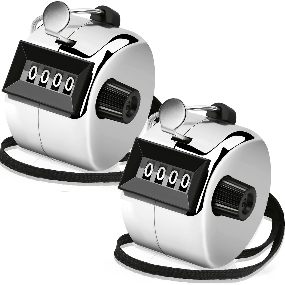 Decymis 2 Pack Clicker Counter, Metal Hand Tally Counter Clicker, 4 Digit Mechanical Palm Click Counter for Counting Numbers, Coaching, Sports Events Count