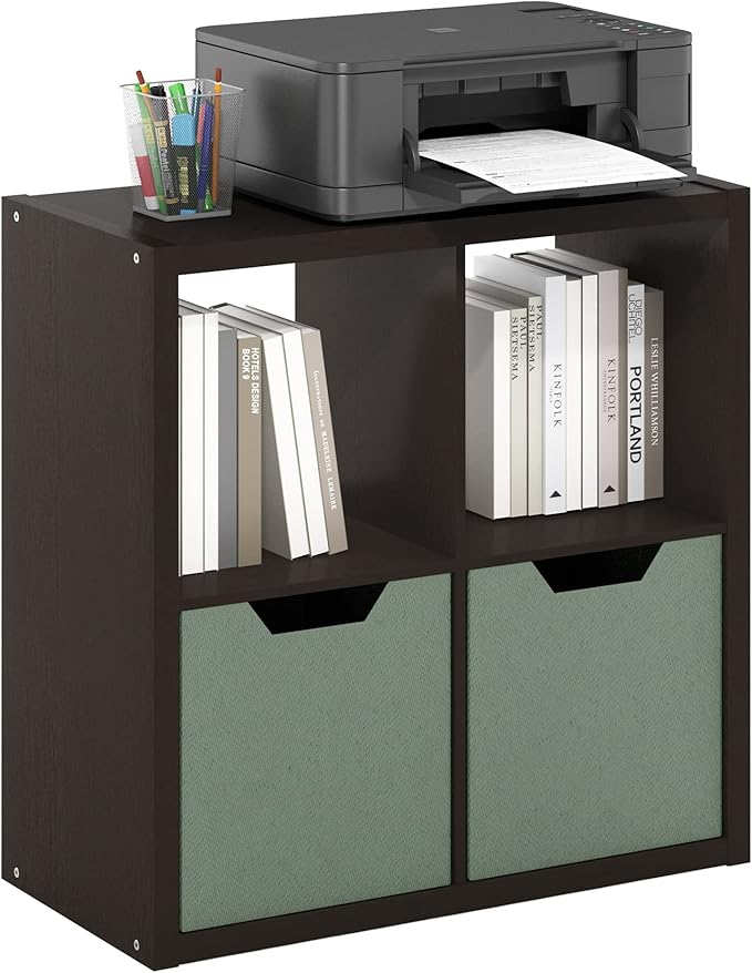 Furinno CUBICLE Book Shelf, 4-Cube Bookshelf, Extra Thick Frame Reversible
