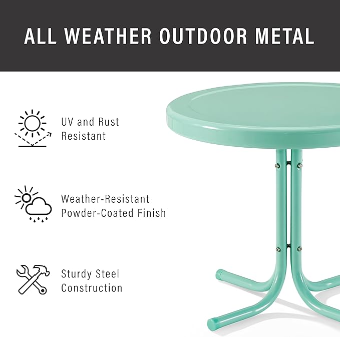 Crosley Furniture Griffith Weather Resistant Retro Metal Outdoor Side Table