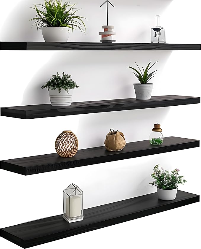 YYWUOJJ Wood Floating Shelves for Wall Decor, Rustic Wall Shelves for Bedroom