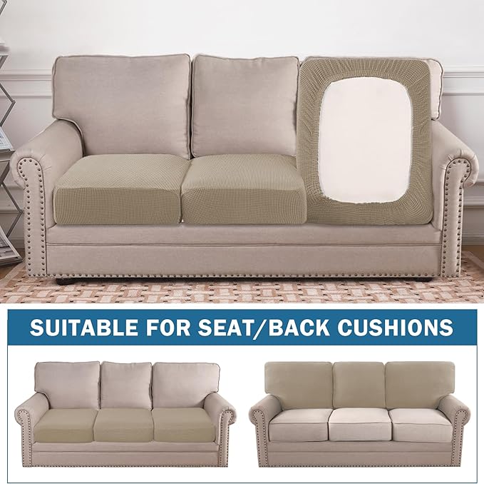 Water Repellent Couch Cushion Cover 3 Pieces Sofa Seat Cushion Covers, Stretch