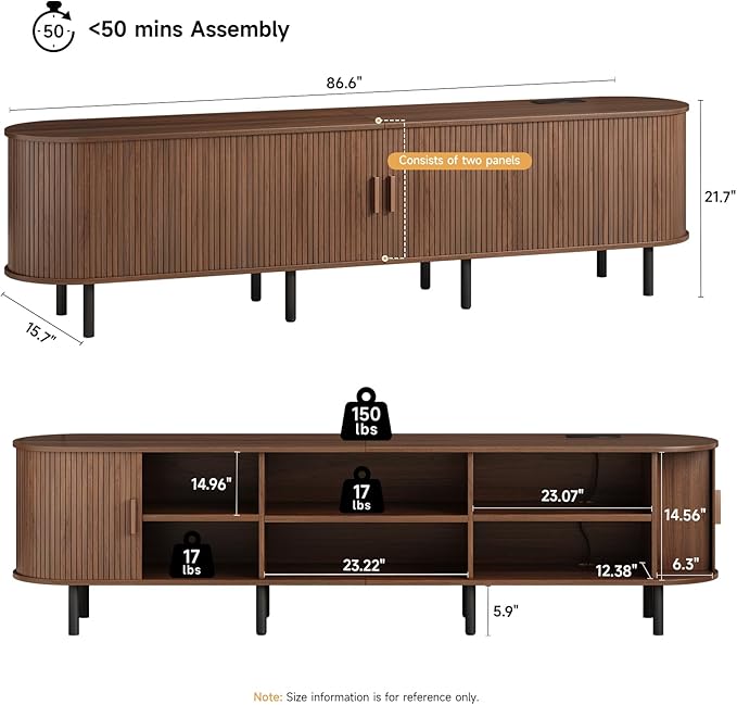 ONBRILL 86.6" TV Stand with Power Outlet