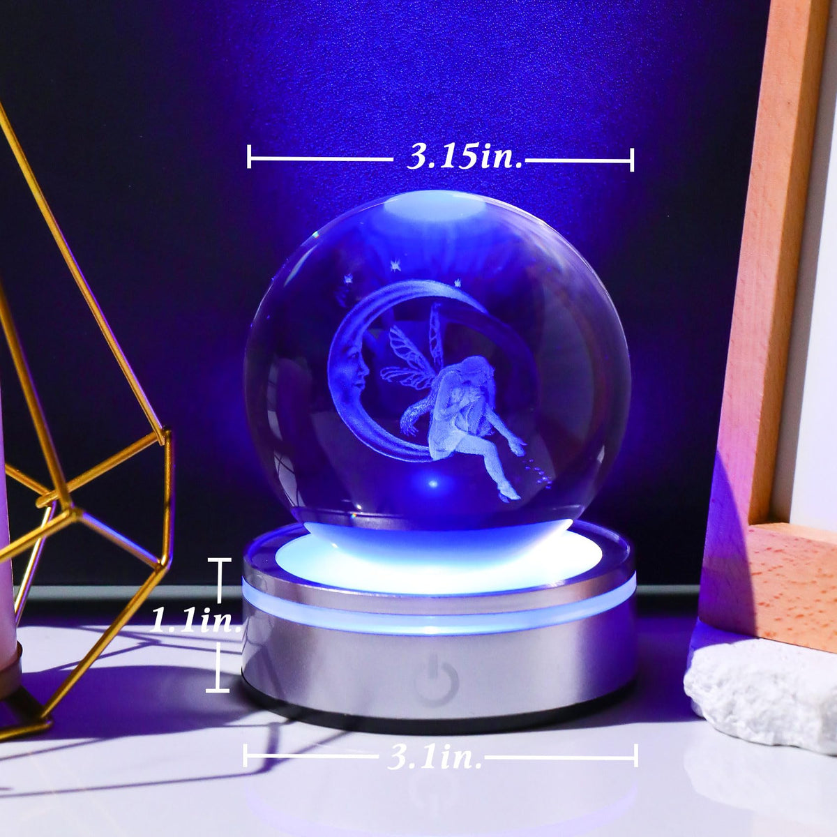 Movdyka 3D Crystal Ball Moon & Fairy Statue Decor Gifts for Women Girls