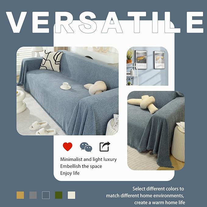 DREAMINGO Modern Minimalism Couch Cover Pets Loveseat Protector Greyish Blue