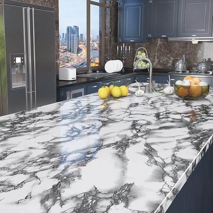 Livelynine 197x24 Inch Marble Contact Paper Peel and Stick Countertops