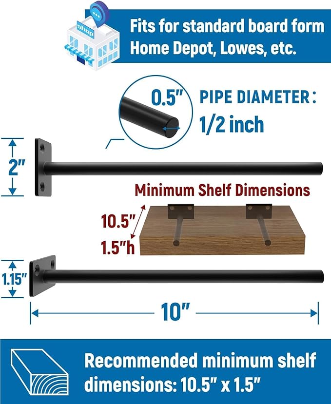 LEOPO 24-Pack 10 inch Floating Shelf Brackets, Hidden Shelf Bracket
