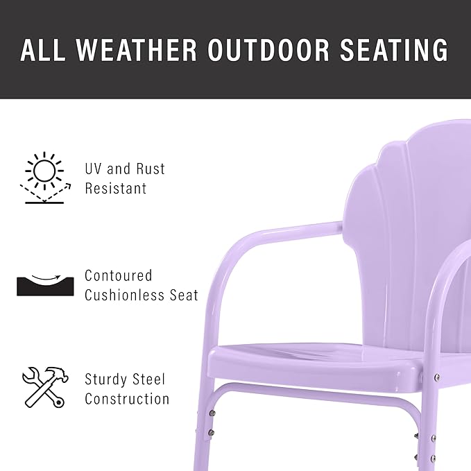 Crosley Furniture Tulip 2-Piece Outdoor Chair Set, Vintage Retro Metal Patio