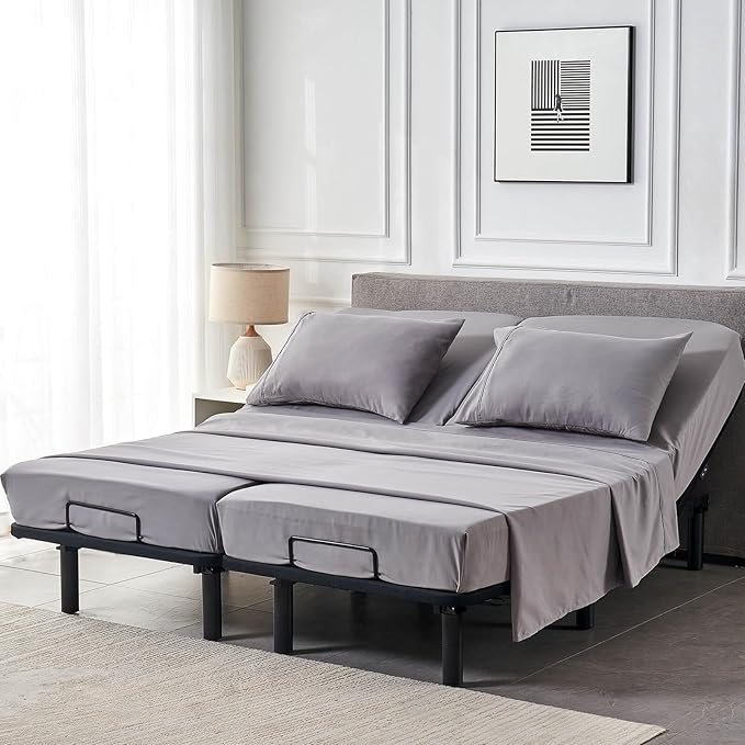 Kingnex Split Queen Sheets for Adjustable Bed Soft 1800 Microfiber 5 Pieces