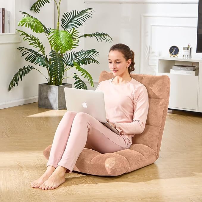 Folding Floor Gaming Chair 14-Poistion Cushioned Adjustable Floor Lazy Sofa