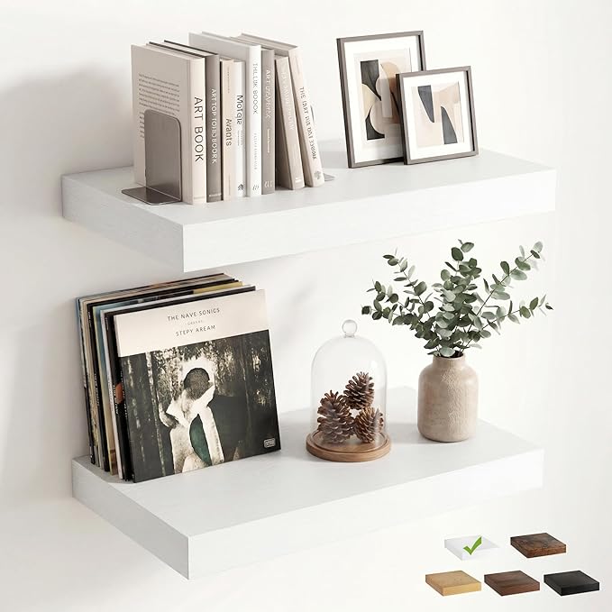 12 inch Deep Floating Shelves for Wall, 24 inch Wide Engineered Wood Wall