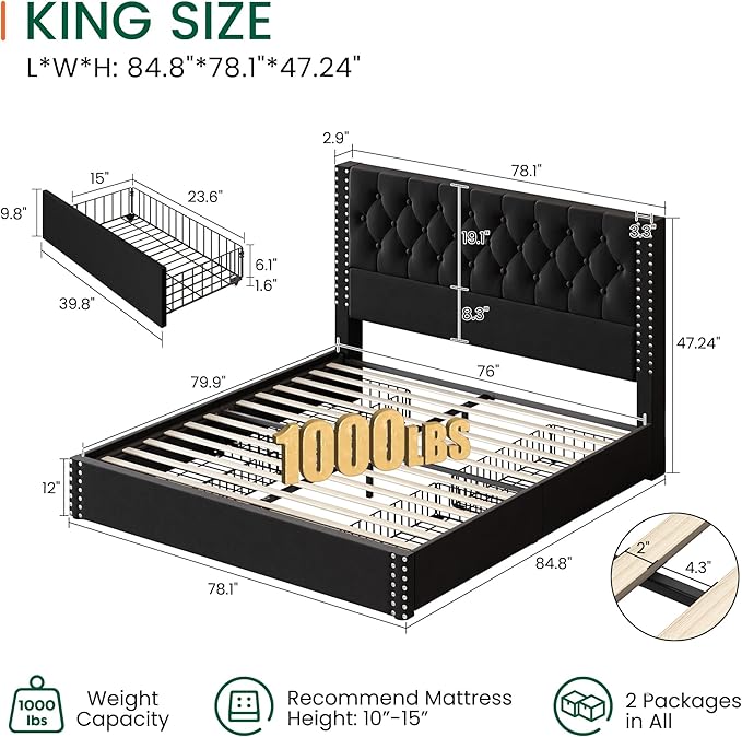 LARMACE King Size Bed Frame