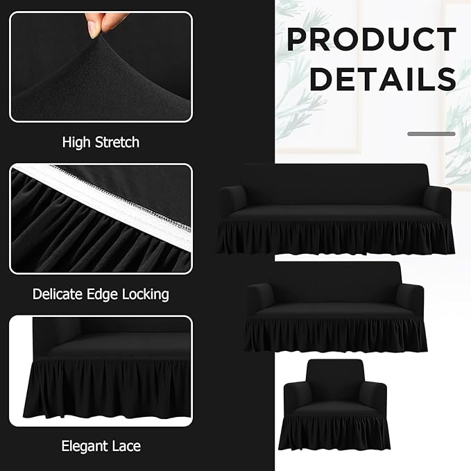 Fanfanwin 3 Pcs Sofa Slipcover Set