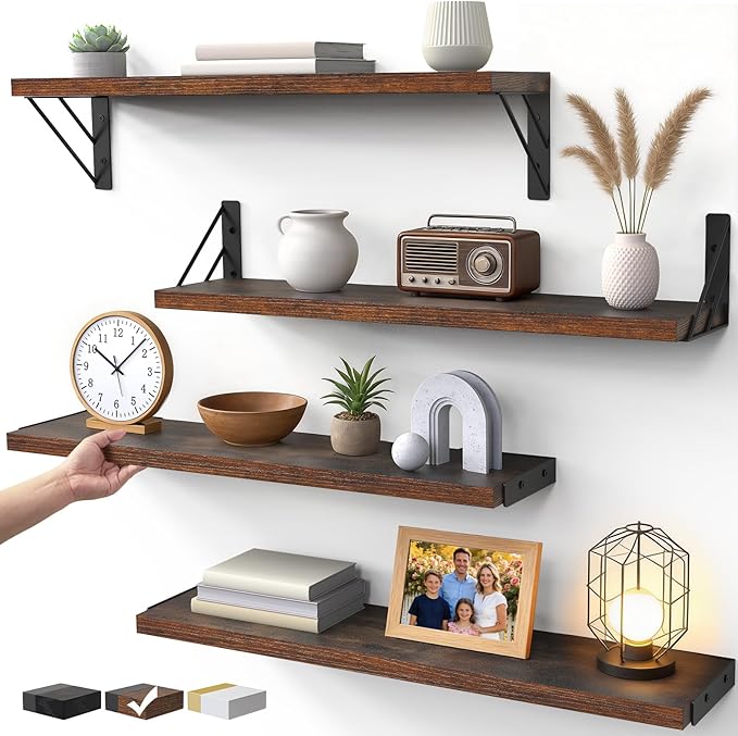 BAYKA Wall Shelves for Bedroom Decor, Floating Shelves for Wall, Display