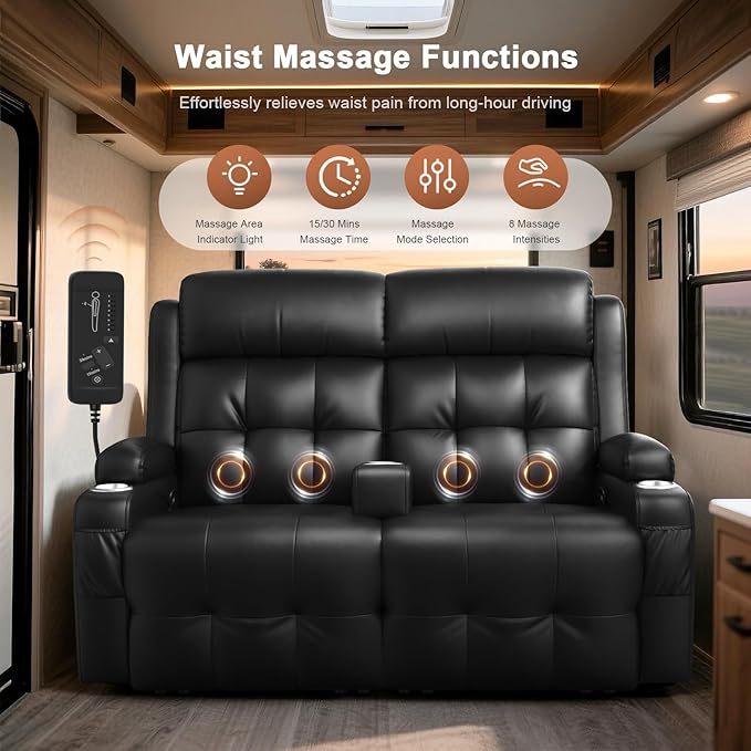 RV Loveseat Recliner Sofa, Massage Wall Hugger Reclining Couch
