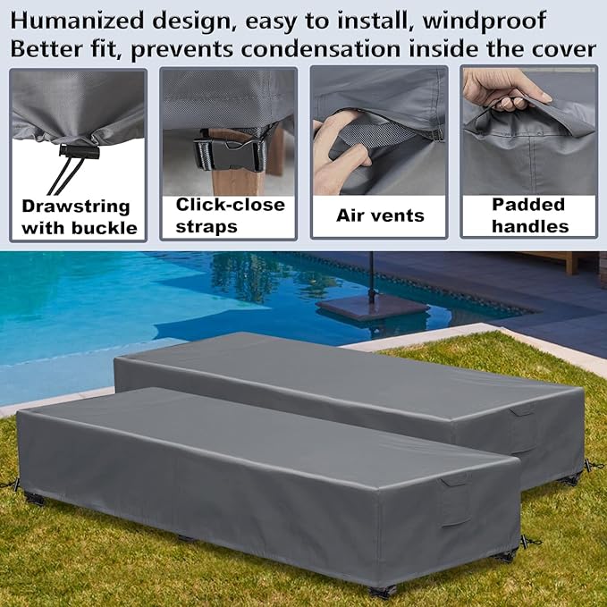 Lounge Chair Covers Outdoor Waterproof Patio Chaise Lounge Cover 600D Weather