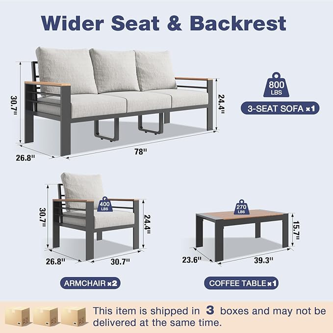 Aoxun Aluminum Patio Furniture Set