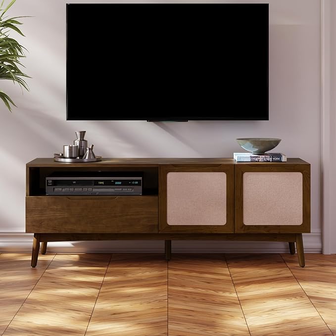 Calista TV Stand 1 Drawer 2 Door – Chestnut Finish Media Console
