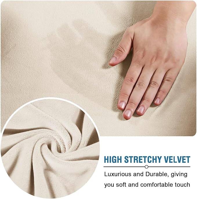H.VERSAILTEX Real Velvet Plush 3 Piece Stretch Sofa Covers Couch Covers