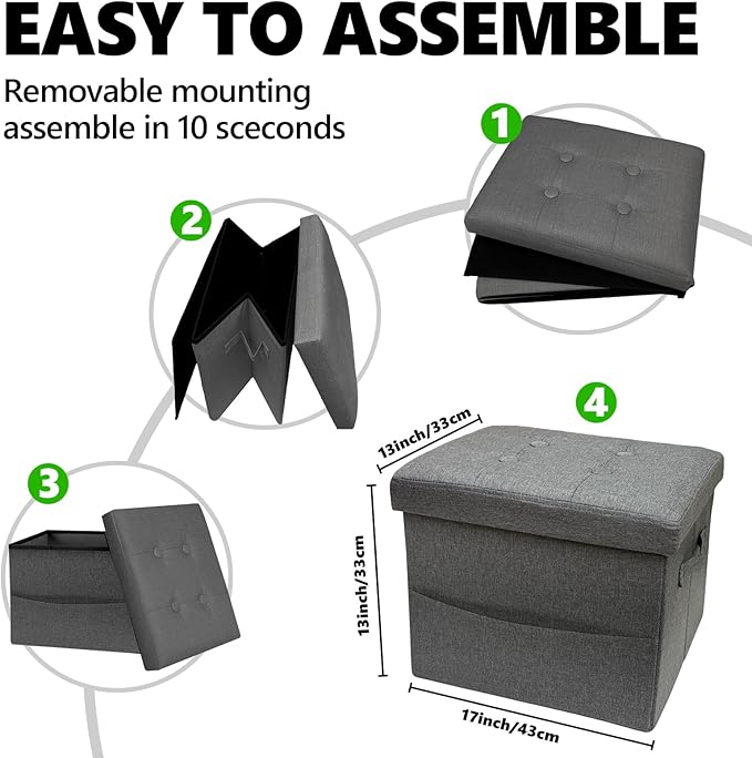 ALASDO Storage Ottoman Footrest Stool Small Ottoman