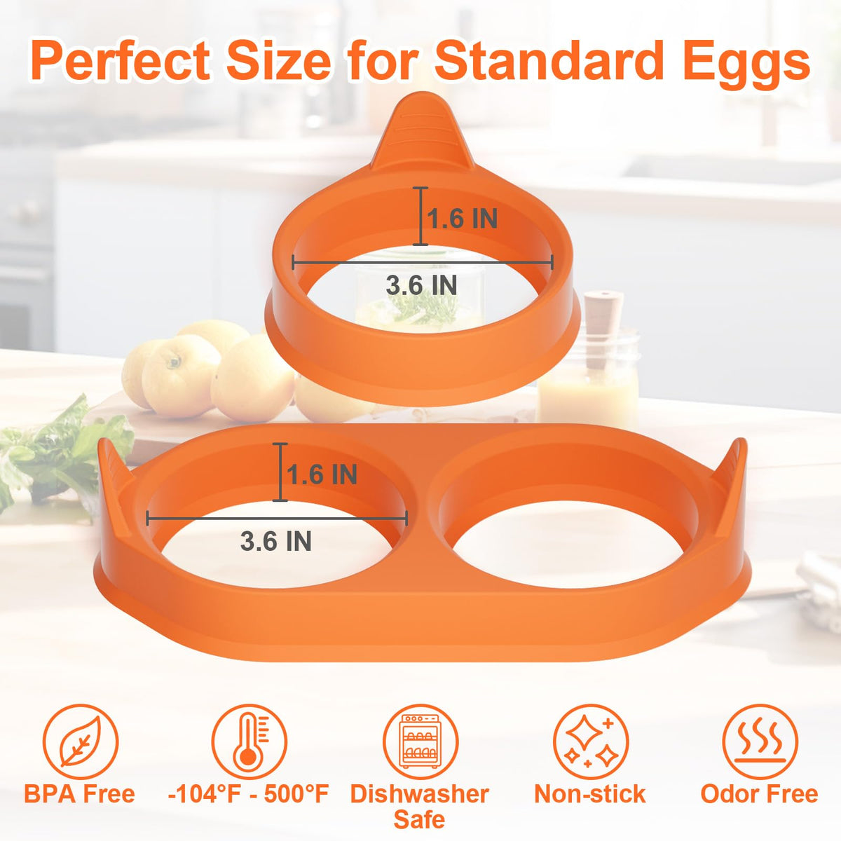 Silicone Egg Rings for Cooking, 4 Pack Egg Molds with Leak-Proof Design, Non-Stick BPA Free Egg Cooker Rings, Heat Resistant up to 500°F, Dishwasher Safe Grey