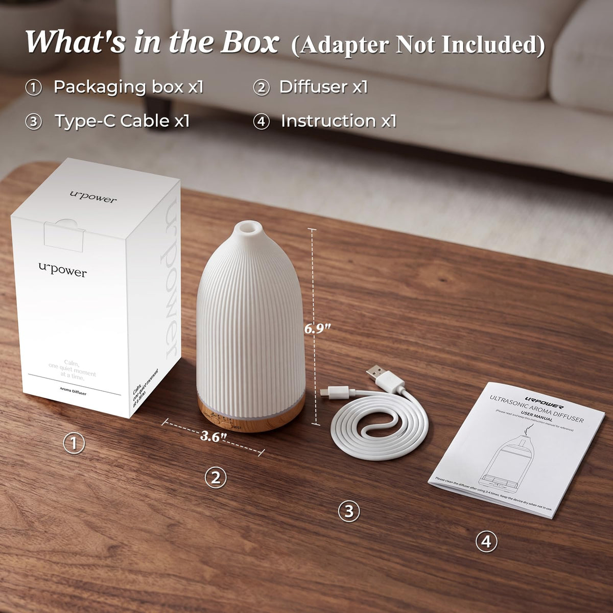 URPOWER 150ML Essential Oil Diffusers for Home, Ultrasonic Aromatherapy Diffuser with 7 Color Changing Lights, Timer & Auto Shut-Off, Scent Diffuser for Bedroom, Office, Yoga