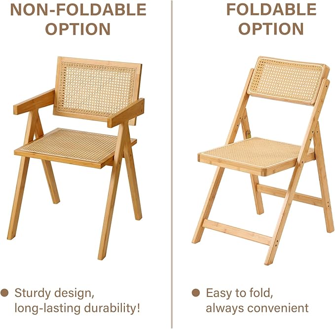 Furlide Rattan Dining Chairs Set of 2, Modern Mid Century Accent Chairs