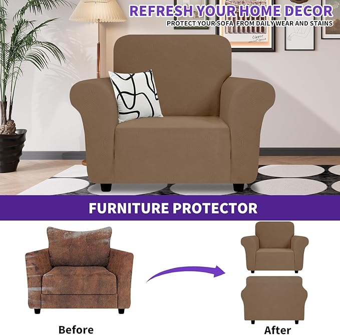ZNSAYOTX Chair Cover with Arms, New Striped Sofa Chair Covers