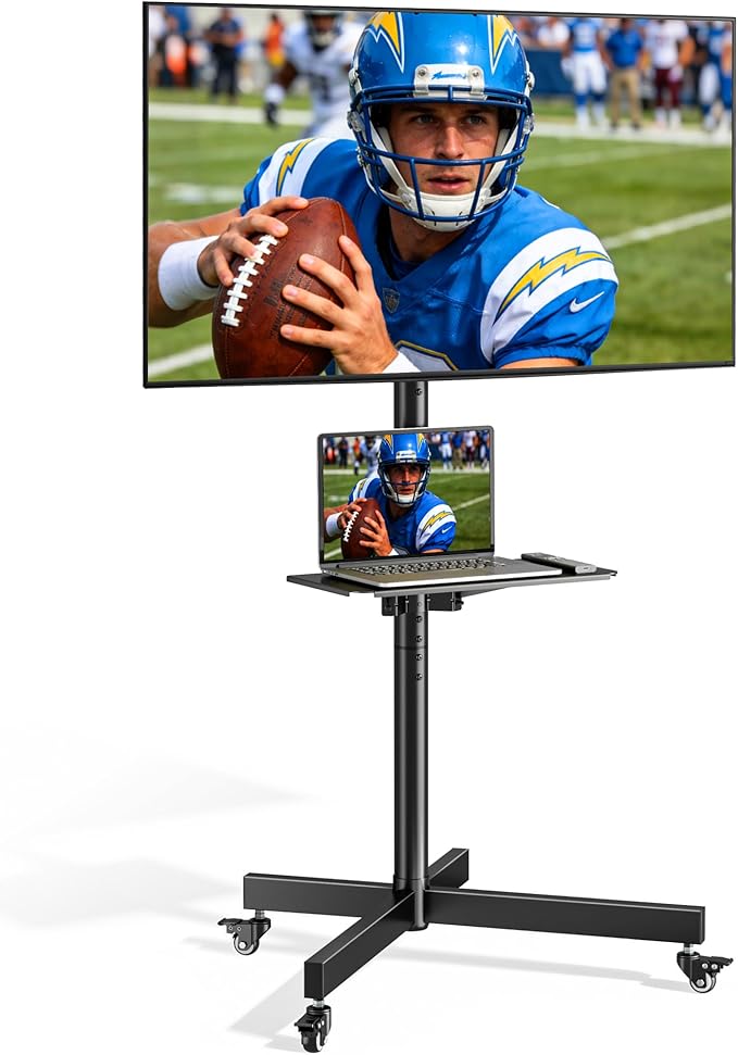 Heavy-Duty Rolling TV Stand for 23”-60” Screens—Supports 121 lbs, Stable Mobile