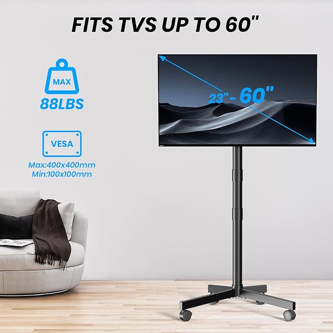 Mobile TV Cart Rolling TV Stand