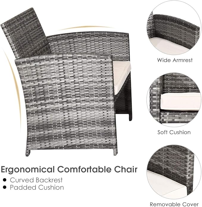 Tangkula 4 PCS Wicker Patio Conversation Set, Outdoor Rattan Sofas