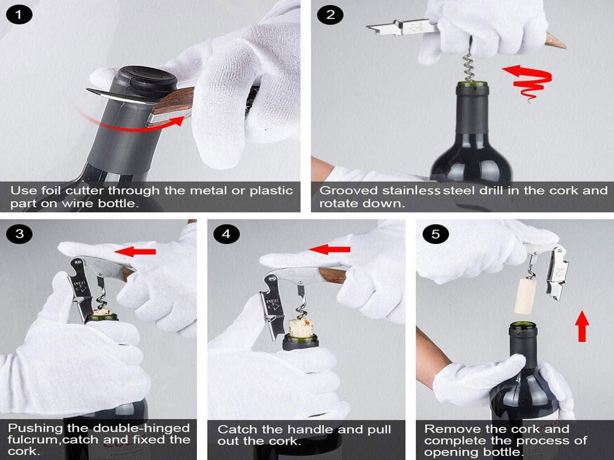 Professional Waiter Corkscrew Wine Key for Bartenders Set of 3,With Long Rosewood Handle Stainless Steel Handle Wine Opener for Bar Restaurant Waiters, Sommelier, Bartend (Black Wood 3 Packs)