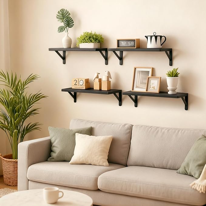 Fixwal Floating Shelves for Wall, Wood Wall Mounted Shelves for Bedroom
