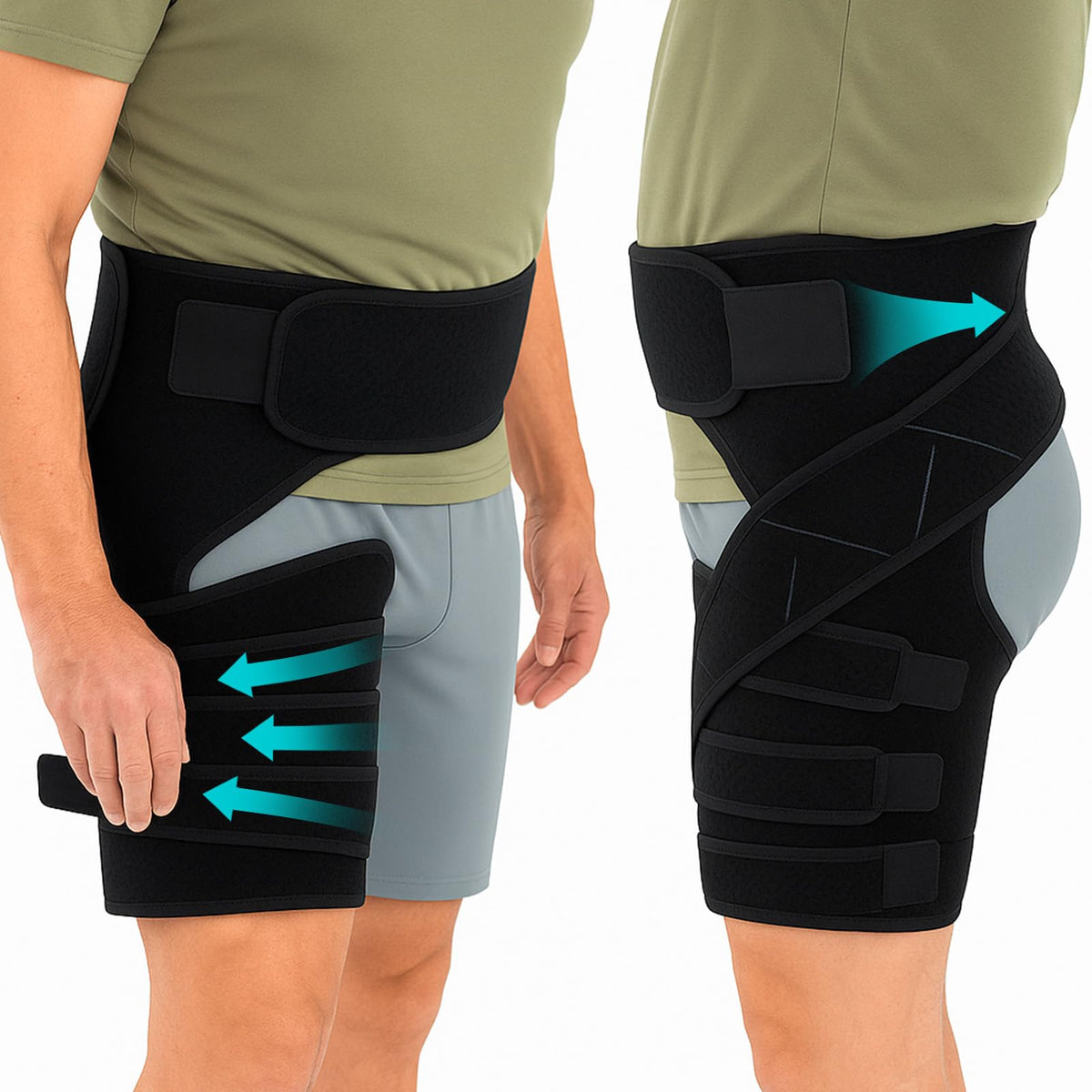 Vive Hip Brace for Sciatica Pain Relief - Groin Support Wrap for Sciatic Nerve Pain, Hip Flexor Strain, Thigh & Harmstring Pull, Arthritis - Adjustable & Comfortable Stabilizer for Muscle Recovery (Left)