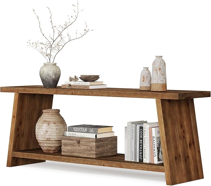 LITTLE TREE Solid Wood TV Stand, Farmhouse Media Console