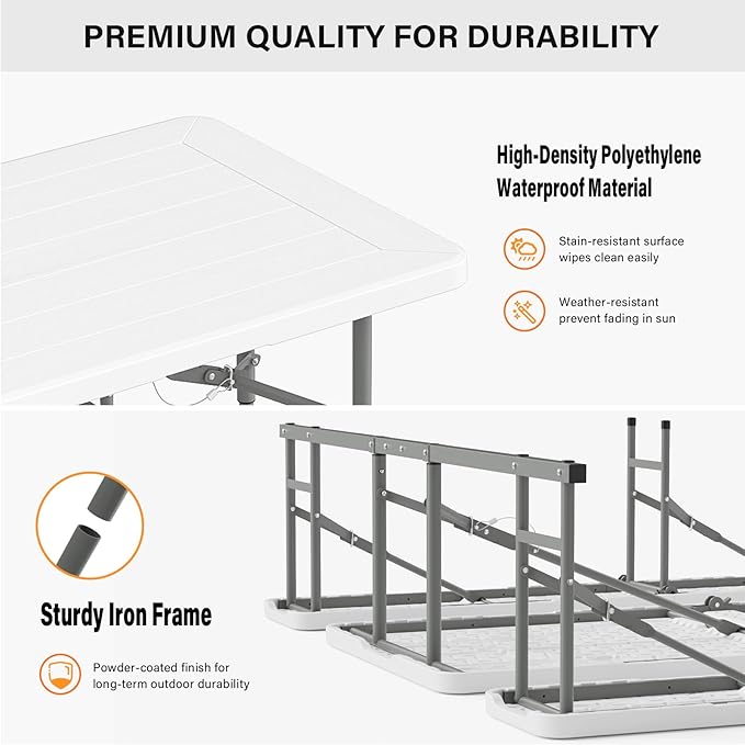 VINGLI Folding Picnic Table and Bench Set, Portable Outdoor Dining Furniture
